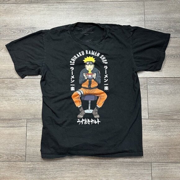Naruto Anime Manga Ichiraku Ramen Shop T-Shirt Men's L Short Sleeve Black - Picture 1 of 4